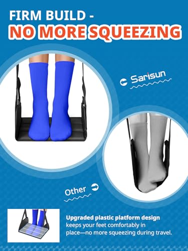 SARISUN 2-Pack Airplane Foot Hammock with Carry Bags – 9.8x8.7in, adjustable straps, PE board support