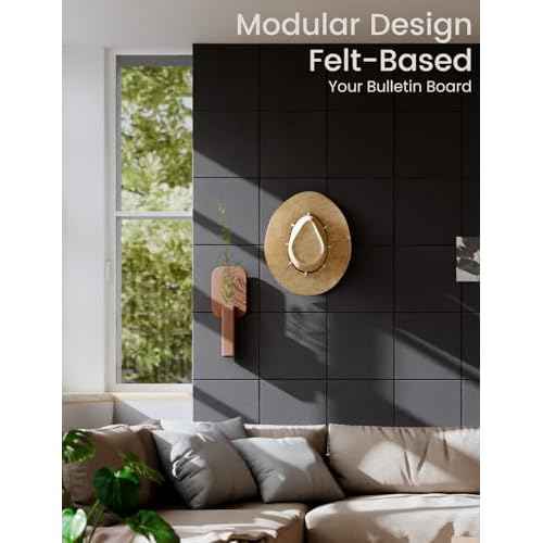 Felt Bulletin Board Tiles -28"x18" Cork Board Alternative for Office Decor, Push Pin Board Wall Organizer 6-Pack - Black