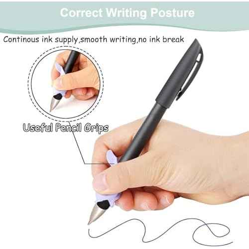 24Pcs Magic Pens & Refills for Magic Grooved Writing Practice, Disappearing Ink Pen Kit with 20 Ink Refills, 2 Pen Shells and 2 Grips, Compatible with Grooved Handwriting Practice for Kids