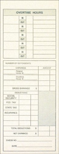 Adams Weekly Time Cards 3-3/8 x 9 Inches, Double-Sided, Overtime Format, Manila, Green/Red Print, 200-Count