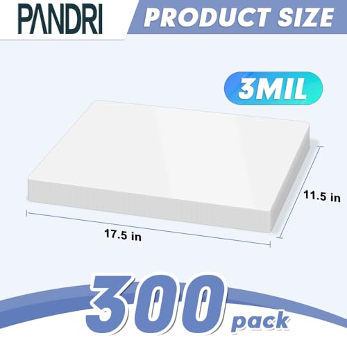 Laminating Sheets, PANDRI 300 Pack Thermal Laminating Pouches Holds 11 x 17 Inch, 3 Mil Plastic Laminator Paper 11.5 x 17.5 Inch, Clear Round Corner
