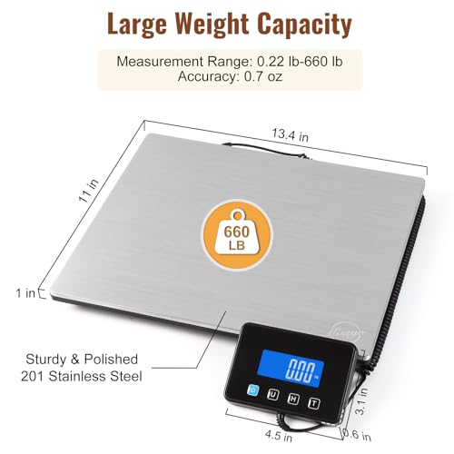 Miseyo Digital Shipping Scale 660lbs with High Precision Stainless Steel Postal Weighing Platform