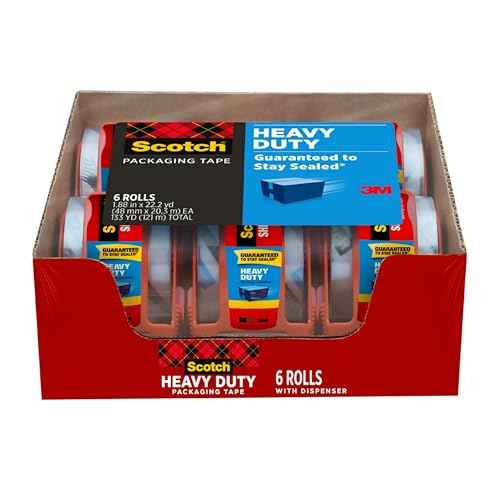 Scotch Heavy Duty Packing Tape, Clear | 1.88 in. x 22.2 yd. | For Shipping | 6 Rolls, Pack of 6