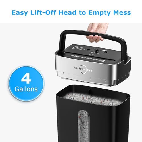 BONSEN Shredder for Home Office, 4 Gallons 8-Sheet Cross Cut Credit Card Shredder, Small Paper Shredder for Home Use, High Security Level P-4, ETL Certification (S3101)