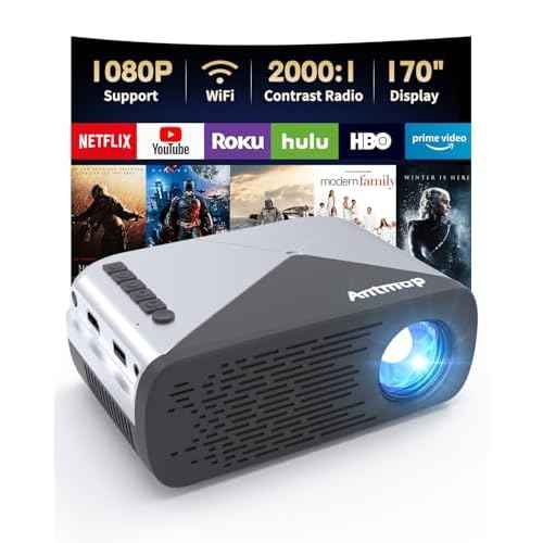 Mini Projector for iPhone, 1080P Support Wireless Video Projector with WiFi, Gift Mini Portable Projector for Kids, Movie Projector for Outdoor and Home Theater Projector for Phone/Laptop/TV Stick