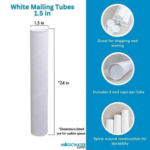MagicWater Supply Mailing Tube - 1.5 in x 24 in - White - 12 Pack - for Shipping and Storage of Posters, Arts, Crafts, and Documents