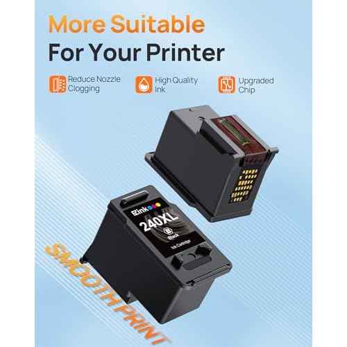 240XL Ink Cartridge Replacement for Canon 240XL Black Ink Cartridge, PG-240XL PG240 Works with PIXMA PIXMA MG3620 TS5120 MG3520 MG3220 MG2120 MG4220 MX392 MX452 MX522 Printer, 2 Pack Black