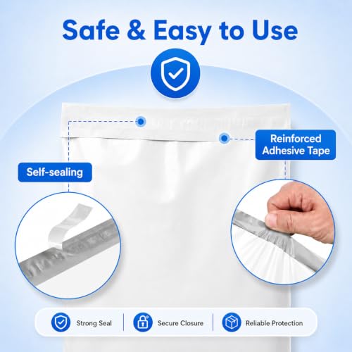 METRONIC White Poly Mailers 12x15.5 Inches Bulk Shipping Bags 500pcs