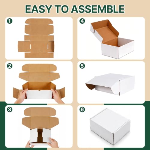40 Pack White Shipping Boxes 9x6x2 Inch Corrugated Mailer Boxes for Small Business & Gift Packaging