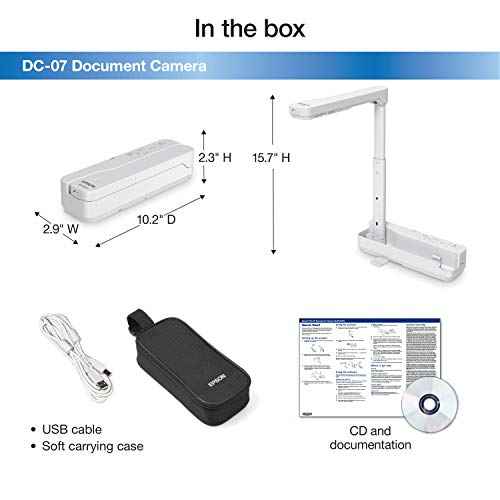 Epson DC-07 Portable Document Camera with USB Connectivity and 1080p Resolution,White