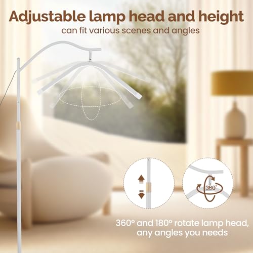 LED Floor Lash Light Lamp, Infrared Red Light Therapy with Stand Adjustable Half Moon Lamp for Lashes and Estheticians,Tattoo,Nail, Beauty,Body Face(White)