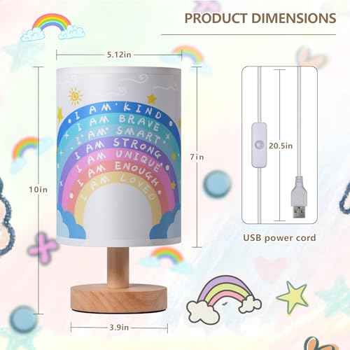 Classroom Reading Corner Rainbow Inspirational Desk Lamp, 3 Light Modes, USB Powered, for Bedroom,Calming Corner Decor, Cozy Center, Book Center and Supplies, 10 inch Height.