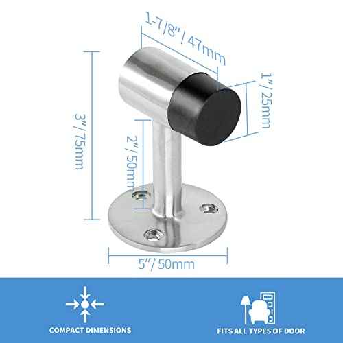 10pcs Floor Mount Door Stop, Silver Door Stoppers Heavy Duty Doorstop with Rubber Bumper & Stainless Steel Screws