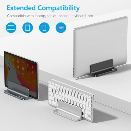 OMOTON Vertical Laptop Stand Holder Black, Adjustable Dock for MacBook