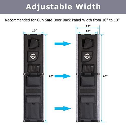 RAYMACE Gun Safe Door Panel Organizer 10W*46H inch£¬Adjustable Width to 13 Inch, Pistols and Documents Storage Solution