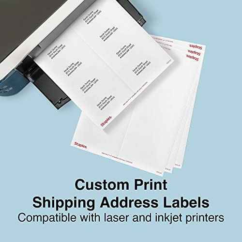 Staples Laser/Inkjet Address Labels, Easy-to-Peel Printable Sticker Paper, 2 x 4 Inch, 10-Labels Per Sheet, 100-Pack, White