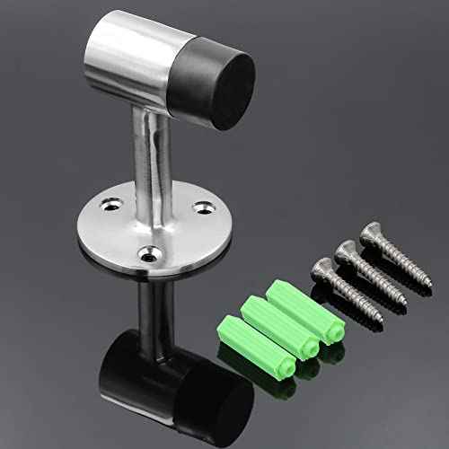 10pcs Floor Mount Door Stop, Silver Door Stoppers Heavy Duty Doorstop with Rubber Bumper & Stainless Steel Screws