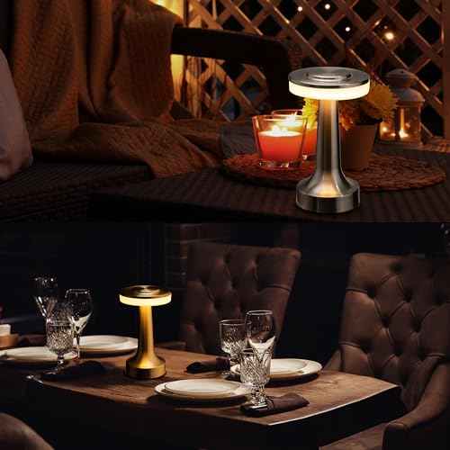 O¡¯Bright Portable LED Table Lamp with Touch Sensor, 3-Levels Brightness, Rechargeable Battery Up to 48 Hours Usage, Night Light for Kids Nursery, Nightstand Lamp, Bedside Lamp (Silver)