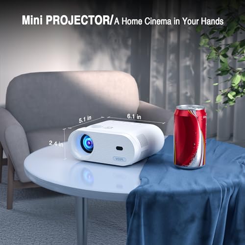 VISSPL Mini Full HD 1080P Portable Projector with Tripod - Upgrade Soft White