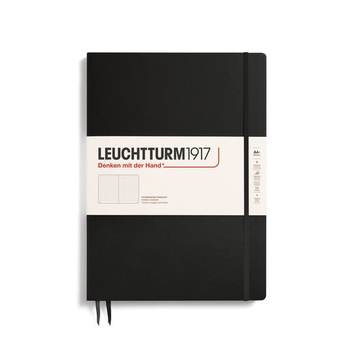 LEUCHTTURM1917 - Notebook Hardcover Master Slim A4+ - 123 Numbered Pages for Writing and Journaling (Black, Dotted)