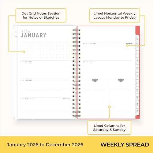 Blue Sky Artisans & Makers Sara Harding 2026 Weekly and Monthly Planner, January 2026 - December 2026, 5" x 8", Flexible Cover, Durable Wire Binding, Laminated Tabs, Pocket, Stickers, Bright Dahlias