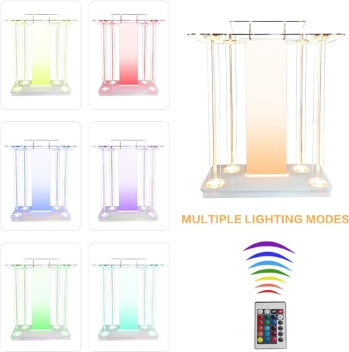Mecpramy StyleA 46” Crystal Clear Acrylic Church Podium with LED Lights, Wheels