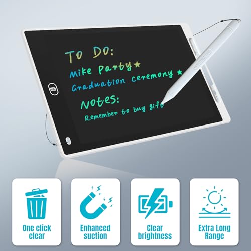 ONBUWWs Magnetic LCD Fridge Whiteboard - 9.8x6.7 inches, White, Dry Erase Memo Pad with Lock, Includes Pen & Stylus Slot, Blank Variant