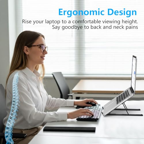 Adjustable Laptop Stand for Desk - Portable Riser & Cooling Pad