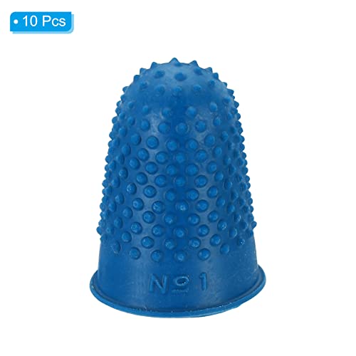 PATIKIL 0.71x1.14 Inch Blue Silicone Finger Tips, 10 Pack for Sewing & Office