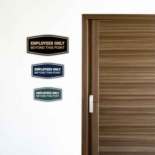 All Quality Fancy Employees Only Beyond This Point Wall or Door Sign - Easy to Install | (Black) - Medium 5 Pack