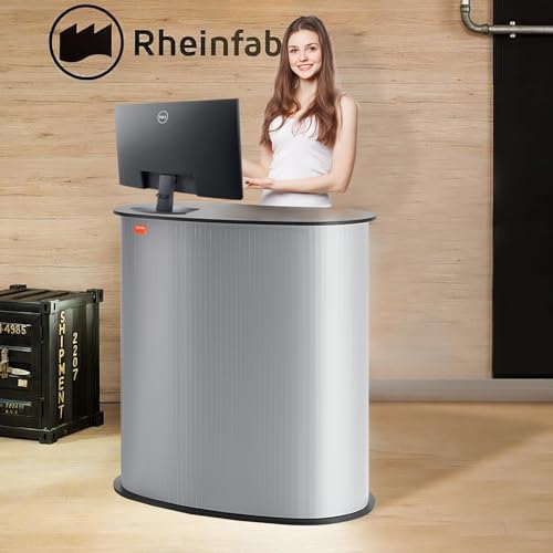 VEVOR Portable Tradeshow Podium Table 35.43 x 19.29 x 37.01 in Black+Silver with Carrying Bag