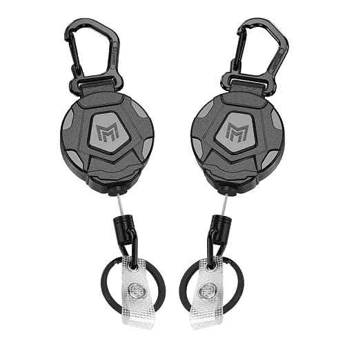 MNGARISTA 2-Pack Retractable Keychain, Heavy Duty Carabiner Badge Holder, Tactical ID Badge Reel Key Chain with 31.5¡± Steel Retractable Cord, 8.0 oz