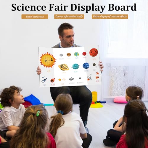 Ndsox 4 Pack 26 x 16 Inch White Trifold Poster Boards for Science Fair & Presentations