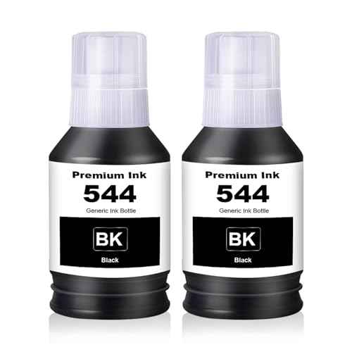 T544 Black Ink Bottle Refill, Replacement for 544 Ink Compatible T544120 Ink Cartridge Black Work for L3110 L5190 L3210 L5290 L3150 L3250 Printers (2 Pack)