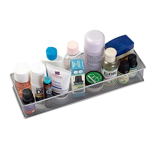 YBM HOME Silver Mesh Desk Drawer Organizer Tray for Home and Office - Multipurpose Storage Holder, 1588, 4x12x2 (1588vc)