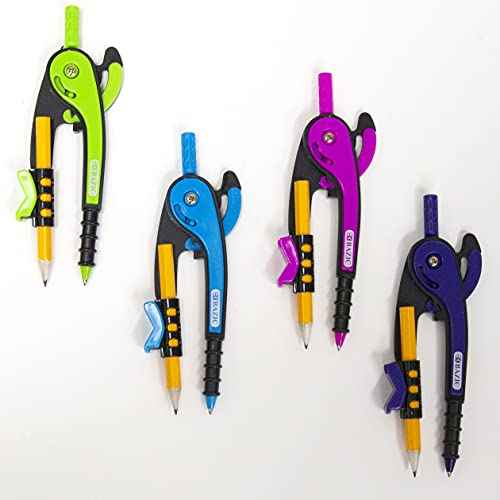 BAZIC Products Geometry Math Compass Set w/Scale-Arm, 6" Swing Arm Protractor, & HB Wood Pencil, Inch Centimeter, Mathematical Drafting Drawing Tool, 24-Pack