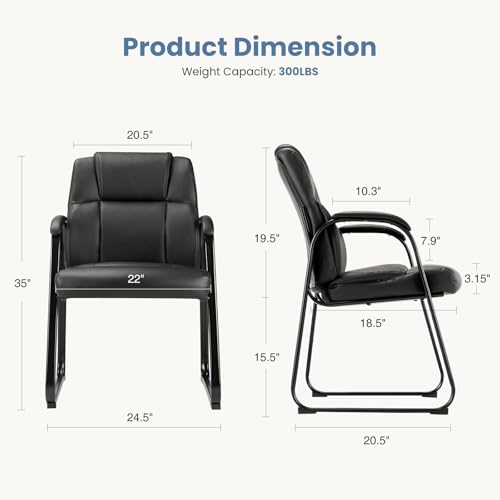 DUMOS Office Desk Guest Chair, Leather Waiting Room Chairs with Padded Arms for Elderly Home Reception Area Conference Room Lobby Side breakroom