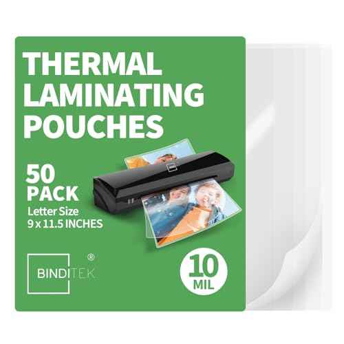 Binditek 50 Pack 10 Mil Thermal Laminating Pouches, 9x11.5 Inches Laminating Sheets, for Letter Size, Ultra Clear, Glossy, Hold 8.5x11 Inches, Heat Seal, School Office Supplies
