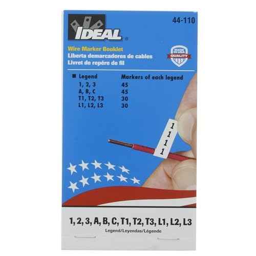 Ideal Industries 44-109 Plastic-Impregnated Cloth Self-Sticking Wire Marker Booklet 1/4 inch x 1-1/2 inch Legend