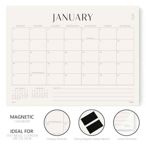 Jotsome Magnetic Calendar for Refrigerator 2025-2026, Monthly Fridge Calendar From Now to December 2026 14x10.5 inch, Easy Planning (Horizontal)