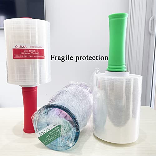 QILIMA Mini Clear Industrial Stretch Wrap Film, 80 Gauge Thick Cling
