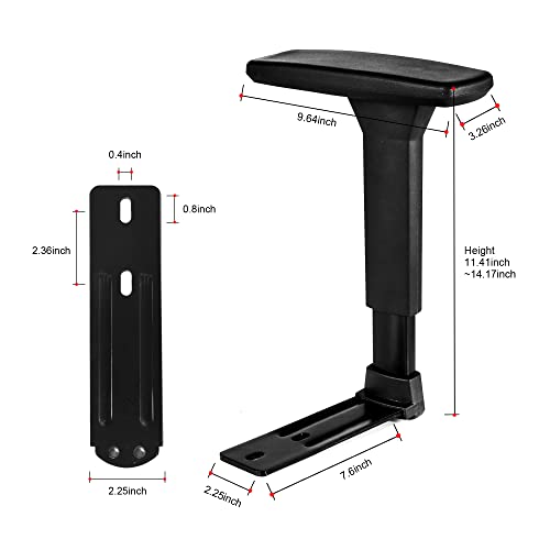 Frassie Height Adjustable Gaming Chair Armrest Pair Boss Chair Arms Set Replacement (Red)
