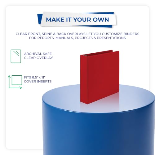 Samsill 2 Inch Red 3-Ring Binder - Durable Recycled Plastic, Customizable