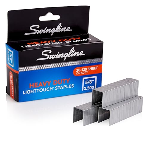 Swingline Heavy Duty Staples 5/8" 120-Sheet, 100/Strip, 2500/Box, Light Touch