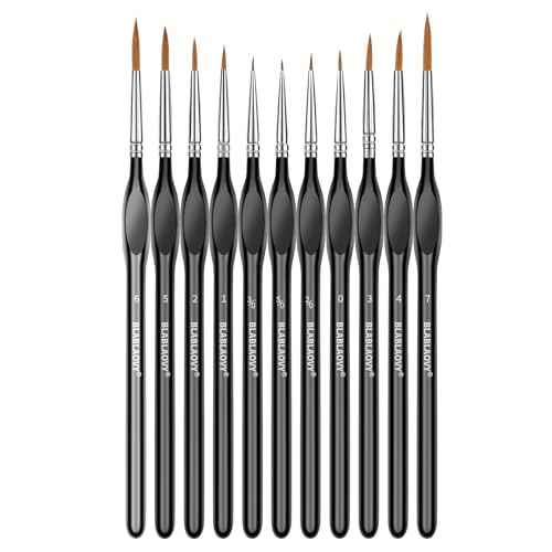 Detailing Paint Brush, 11 Pcs Miniature Paint Brushes with Triangular Handles, Art Paint Brushes for Acrylic Painting, Model, Face, Figurine, Watercolor, Oil, Paint by Numbers Kit for Adults