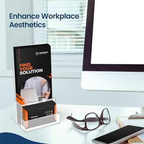 6 Pack Acrylic Brochure Holder 4¡®¡¯, Clear brochure and Business Card Holder, Plastic Flyer Display Stand for Magazine, Pamphlet, Booklets, Menu, Journals, Business Card