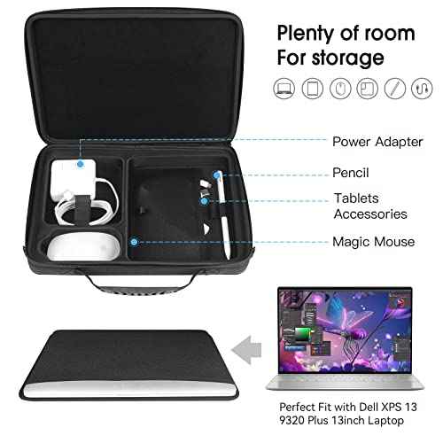 Smatree Hard Shoulder Bag for 13-14.2 inch MacBook Pro M5 2025, MacBook Air M4 2025/2024/2022, iPad Pro M5 2025/M4 2024,iPad Air M3 2025, MacBookPro 2024 M4/2023/2021 A2918/A2992 Carrying Case (Black)