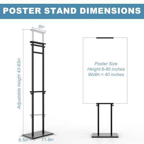 Poster Stand for Display, Pedestal Sign Stand, Double Banner Stand with Non-Slip Base, Heavy Duty Adjustable Poster Board Stand Height Up to 75Inches, Sign Holder for Board & Foam Sign