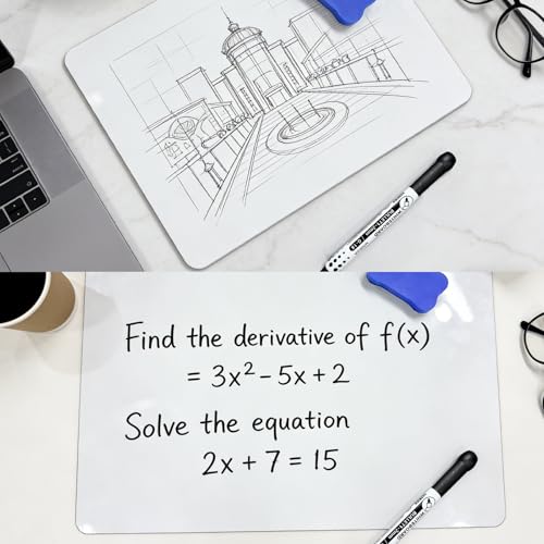 VPJ Double Sided Portable White Board 9x12 Inches - Listing 2, Mini Dry Erase Board with Markers & Erasers