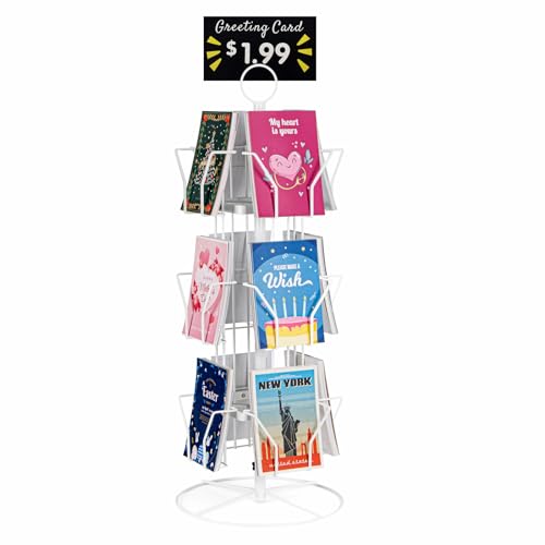 ANBOXIT White 12-Pocket Rotating Greeting Card Display Stand